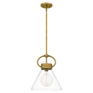 Webster 1-Light Weathered Brass Mini Pendant Light - 1 of 4