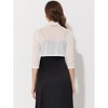 INSPIRE CHIC Women's Mesh 3/4 Sleeves Open Front Elegant Ruffle Crop Bolero Shrugs - 3 of 4