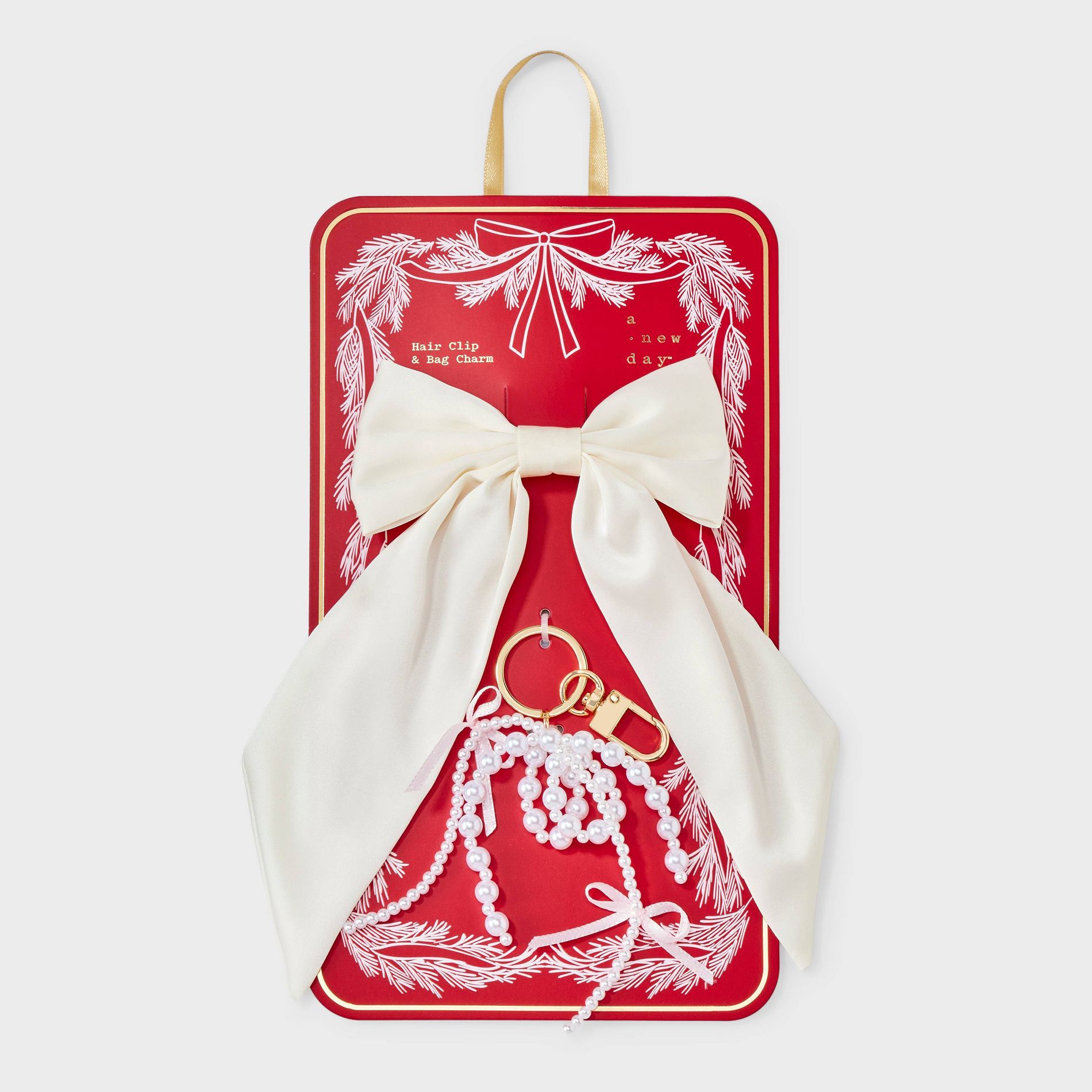 Bow Hair Barrette & Bag Charm - A New Day™ White