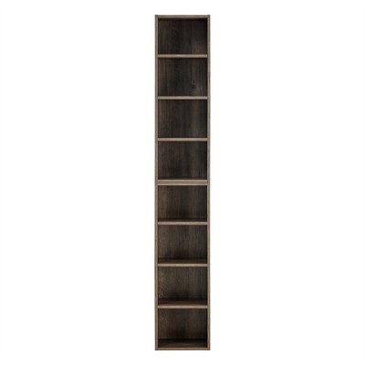 OUTSUPPLY 8-Tier Media Tower Rack, Slim Storage Cabinet with Adjustable Shelves, Bookshelf for Home Office