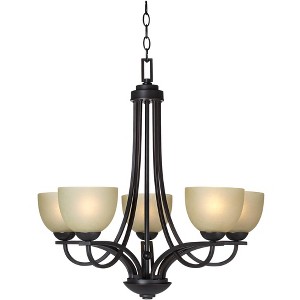 Franklin Iron Works Italian Bronze Pendant Chandelier Lighting Fixture 26" Wide Modern Antique Amber Glass 5-Light for Dining Room Kitchen Island Home - 1 of 4