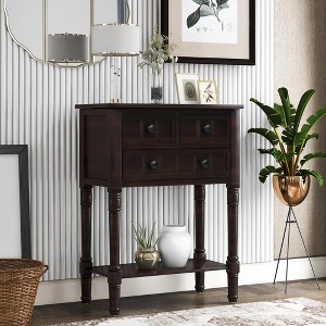 Narrow Console Table With 3 Storage Drawers And Bottom Shelf Slim Sofa Table, Wood Rustic Side Table for Living Room, Entryway, Household - 1 of 4