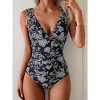 Eomenie One Piece Swimsuit for Women Tummy Control Plunge V Neck Bathing Suit Slimming Wide Straps Swimwear - 3 of 3