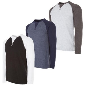 DARESAY Men's Thermal Crew Long Sleeve Henley Tops Base Layer Shirt, Pack of 3 - 1 of 4
