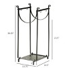 Syemin Firewood Racks and Carriers Firewood Rack with Fireplace Tools Indoor Outdoor Firewood Holder Flat Bottom 2 Tiers, Black, 14.5"*13.75"*30.25" - 4 of 4