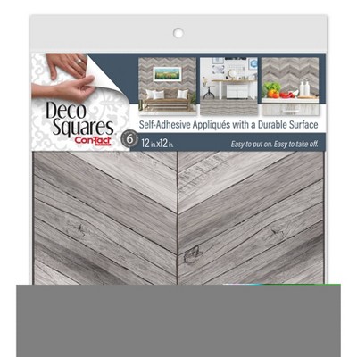 ConTact DecoSquares 6pk Adhesive Tiles - Herringbone Gray Wood