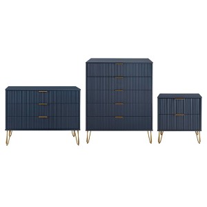 Manhattan Comfort Dumbo 3pc 5 Drawer Dresser, 3 Drawer Dresser and Nightstand Set - 1 of 4