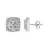 Haus of Brilliance Silver 1/4 cttw Round Cut Diamond Square Shape Milgrain Stud Earrings - 3 of 4