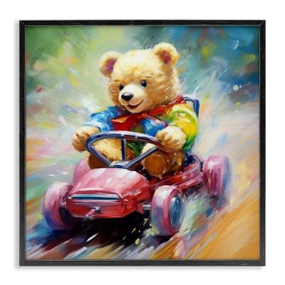 Stupell Industries Teddy Bear on Go Kart, 17" x 17"