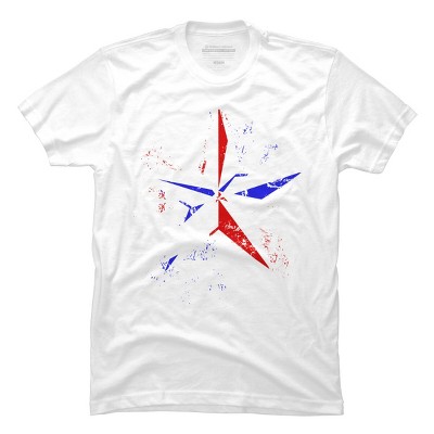 Men's Design By Humans American Flag Nautical Star - Grunge By Mel00 T-Shirt