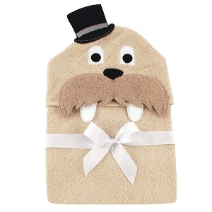 Hudson Baby Infant Boy Cotton Animal Face Hooded Towel, Classy Walrus, One Size - 1 of 1