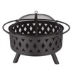 SEVOBAL Party Decorations and Accessories Round Fire Pit with Net Cover and Fire Poker Durable Materials for Outdoor Use, Black, 23.6"*32"*24" - 3 of 4