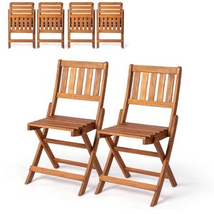 Karl Home |Patio Acacia Wood Folding Chair(Set Of 4) - 1 of 4