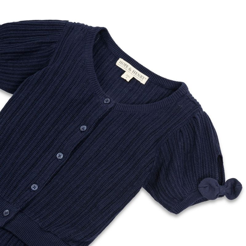 Hope & Henry Girls' Short Sleeve Button Front Sweater Romper, Kids, 2 of 4