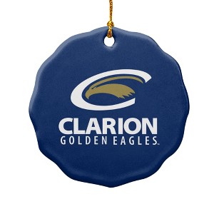 Clarion University Foundation Primary Logo Porcelain Scalloped Holiday Christmas Tree Ornament  2.8" (7.1 cm) - 1 of 4