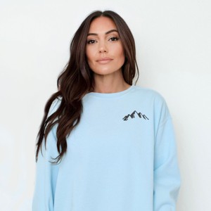Embroidered Mountains Outline - Women's Garment Dyed Graphic Sweatshirt - 1 of 4