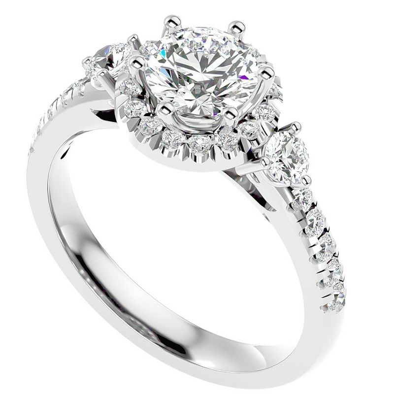 Pompeii3 1 1/2Ct Moissanite & Diamond Engagement Ring in White, Yellow, or Rose Gold, 4 of 6