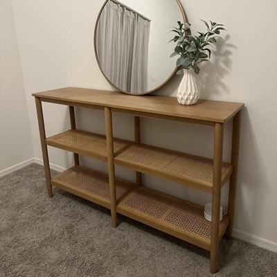 Target wood and on sale cane console table