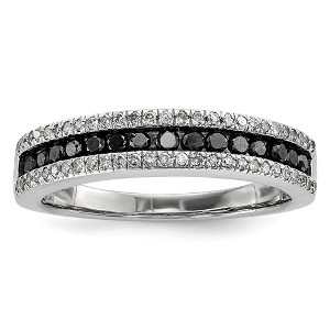 Black Bow Jewelry 1/2 Ctw Black & White Diamond 4mm Tapered Sterling Silver Ring - 1 of 4