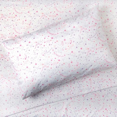 Tadpoles Kids Rule 4-Piece Stardust Sky Sheet Set | 1 Full Flat Sheet, 1 Full Fitted Sheet & 2 Queen Pillowcases