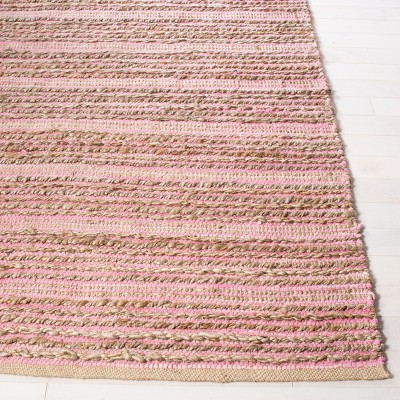 Light Pink Handwoven Cotton Stripe Area Rug, 3' x 5'