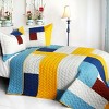 Slickblue 100% TC Fabric Full/Queen Quilt Set, Timeless Geometric Design, Green/Blue, Vermicelli Quilted, 3-Piece Set - 4 of 4