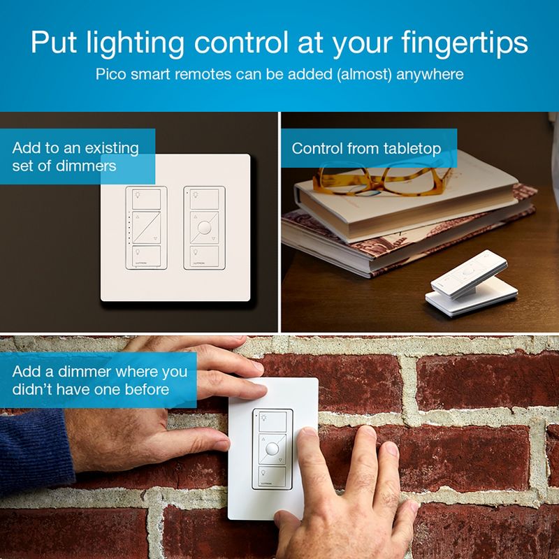 Lutron Caseta Wireless Smart Lighting Dimmer Switch Starter Kit,  |P-BDG-PKG1W, White, 6 of 11