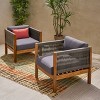 Laurel 2pk Acacia Wood Club Chair Teak/Gray - Christopher Knight Home - 2 of 4