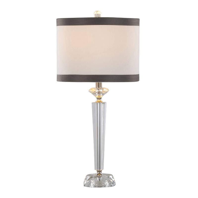 LumiSource (Set of 2) Diamond Torch 25.75&#34; Crystal Contemporary Table Lamps with Off-White Shade with Dark Gray Trim from Grandview Gallery, 3 of 9