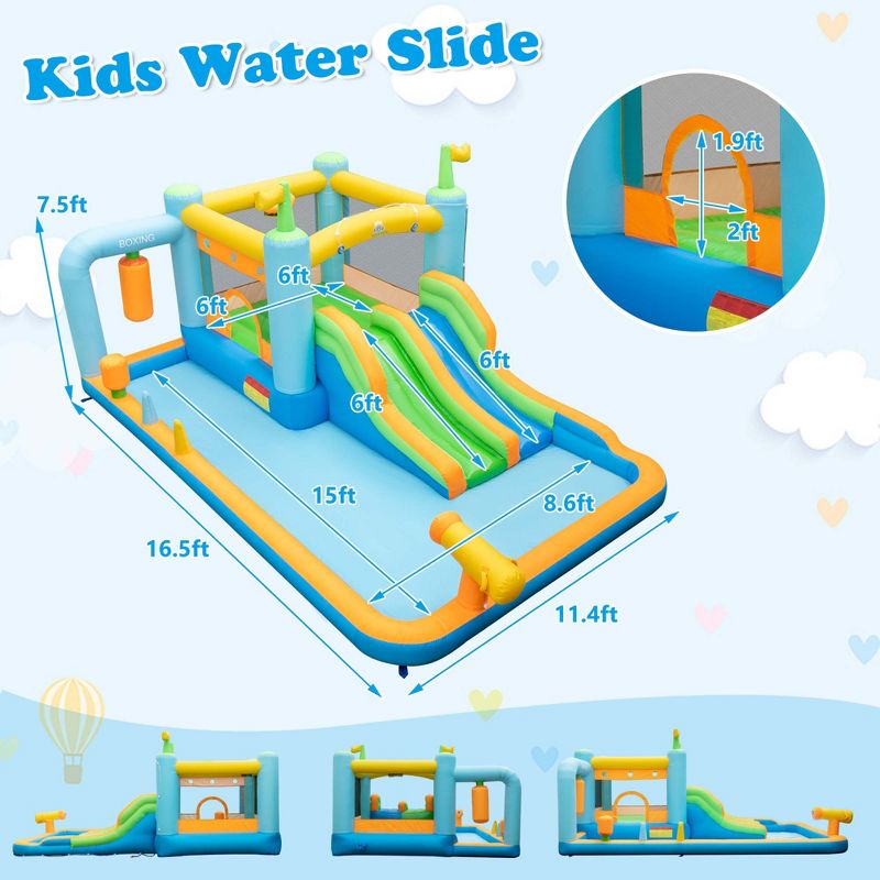 Costway Inflatable Water Slide Giant Kids Bounce House Park Splash Pool with 750W Blower, 4 of 11