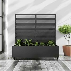 Lirago Iron Black Arch Mobile Planters Planting Box Trellis for Climbing Plants - 47x47 - 1 of 4