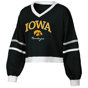 NCAA Iowa Hawkeyes Women's Long Sleeve V-Neck T-Shirt - 1 of 3