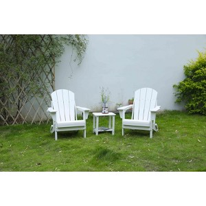 VYNXARIA Folding Adirondack Chair with Side Table, 3-Piece Adirondack Chair Set, White (2 Chairs and 1 Table) - 1 of 4