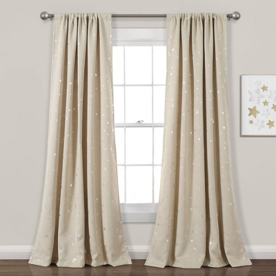 Set Of 2 (84x52) Grommet Top Insulated Blackout Window Curtain Panels  Beige - Lush Décor : Target