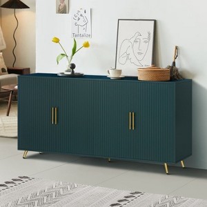 Buck Long Console Table With Storage,60" W 4 Doors Functional Storage Cabinets TV Stands with 2 Adjustable Shelf And Gold Legs-Maison Boucle - 1 of 4