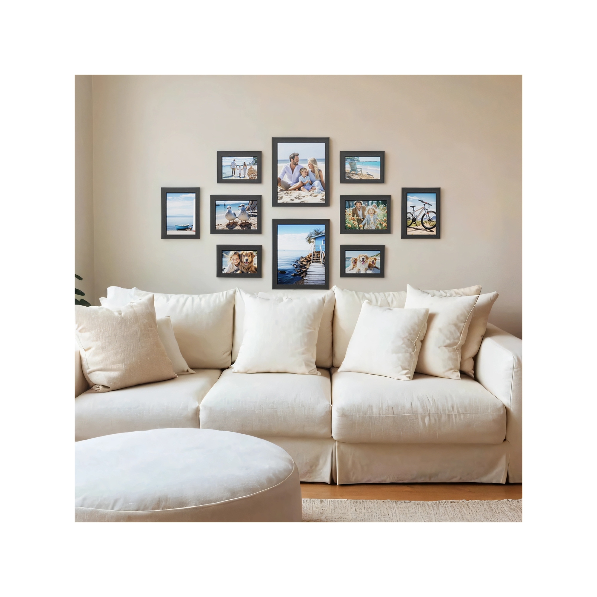 LEDREM 10-Pack Collage Picture Frames Set - Includes 8x10, 5x7 & 4x6 Sizes, Glass Front Wall Gallery Decor, Ink Black