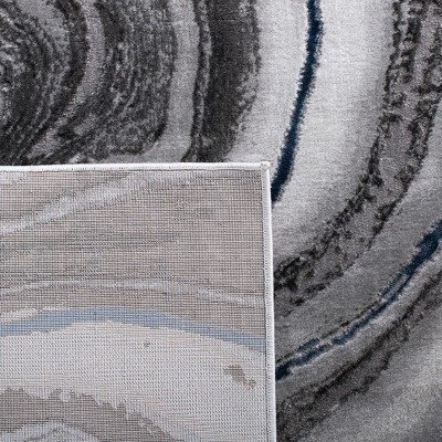 Abstract Swirls 5'3" x 7'6" Blue/Grey Synthetic Area Rug