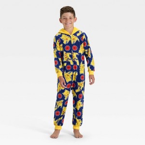Boys' Pikachu Union Suit - Navy Blue - 1 of 3