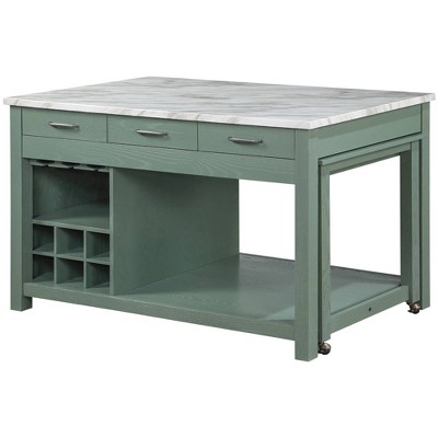 Fredricke Extendable Kitchen Island with Faux Marble - HOMES: Inside + Out