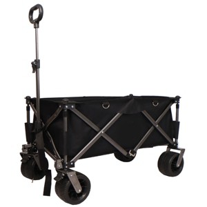 YONWAY Collapsible Folding Wagon,Heavy Duty Utility Beach Cart with Adjustable Handle and Drink Holder,for Shopping,Camping,Outdoor,Black - 1 of 4