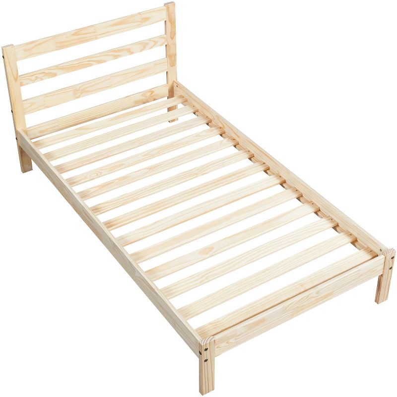 Yaheetech Wooden Bed Frame with Paneled Headboard, 1 of 7