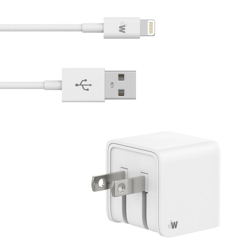 Just Wireless 2.4A/12W 1-Port USB-A Wall Charger with 5&#39; TPU Lightning to USB-A Cable - White, 4 of 10