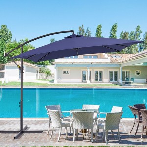 Sonkuki 8.2x8.2 FT Outdoor Hanging Umbrella Patio Offset W/t Cross Fade-resistant - 1 of 4