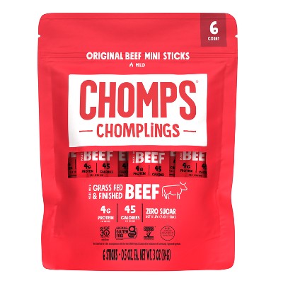 Chomps Chomplings Original Beef Mini Sticks - 3oz/6ct