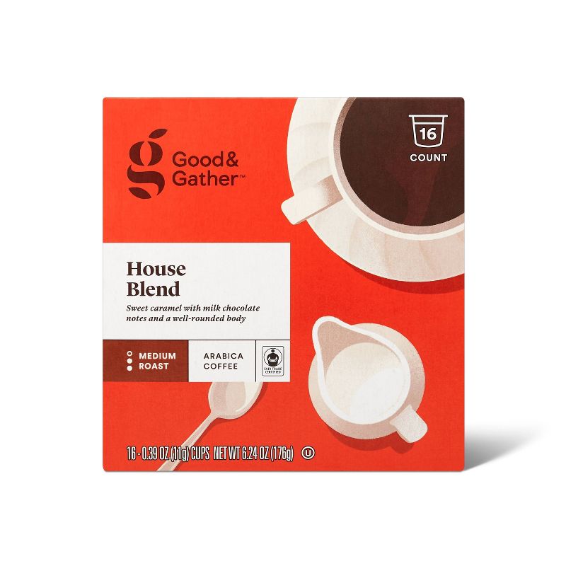 House Blend Medium Roast Coffee - 16ct Single Serve Pods - Good &#38; Gather&#8482;, 1 of 6