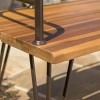 KWPZQEB Industrial Metal Table/Bench, Farmhouse Outdoor Table with Wooden Top & Metal Frame, Square Side Table, Small Accent Table for Backyard, Lawn - 3 of 4