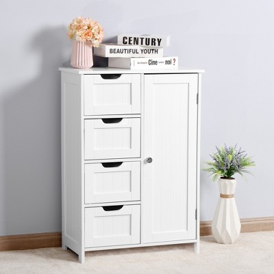 VYNXARIA Elegant White Bathroom Storage Cabinet with Adjustable Shelves