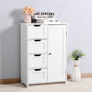 VYNXARIA Elegant White Bathroom Storage Cabinet with Adjustable Shelves - 1 of 4