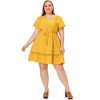 Agnes Orinda Women's Plus Size Elegant Short Sleeve Tie Waist Ruffle Hem At Knee Dresses - 3 of 4