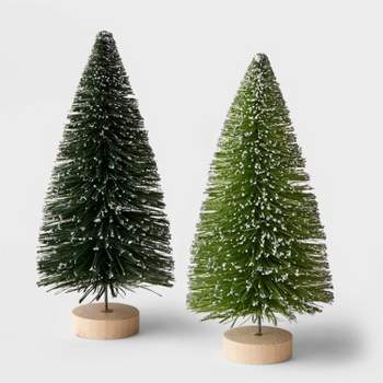 2pc 6" Decorative Sisal Christmas Bottle Brush Tree Set Green - Wondershop™